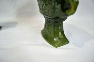 Vintage Antique Chinese Carved Green Stone Vases 11