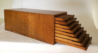 Rare Oak Flat File Filing Cabinet 1920s Weis Visible Index 8 - Drawer Vintage Htf