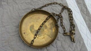 Antique General Store Hardware Scale Pan Hanging Chain Brass Metal Mercantile 3