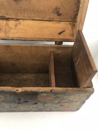 Antique Wooden Paint Decorated 18th Century Spanish Colonial Lock Box 5