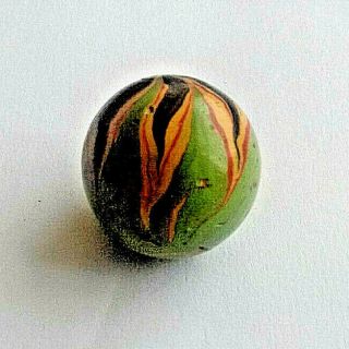 ANTIQUE MARBLES MARBLE GUTTA PERCHA RARE GREEN BASE 22mm 7/8 