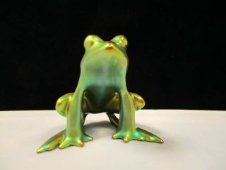 Zsolnay Hungary Eosin Green Frog Figurine