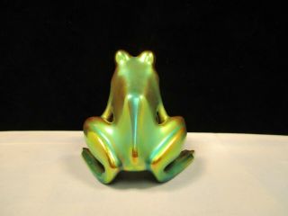 ZSOLNAY HUNGARY EOSIN GREEN FROG FIGURINE 3