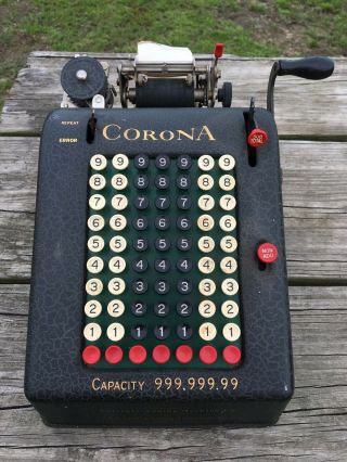 Antique / Vintage Corona Hand Crank Adding Machine
