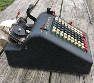 Antique / vintage Corona hand crank adding machine 2