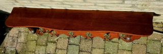 LARGE Antique Vtg French Oak Carved Kitchen Wall Shelf Copper Pot Coat Hat Rack 3