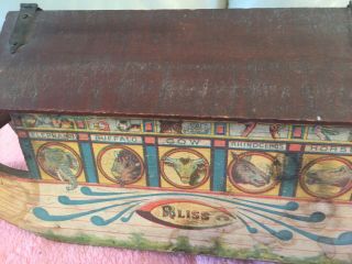 Vintage Bliss - " Ark With Animals " - Lithograph Paper On Wood