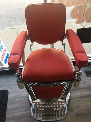 Emil Paidar Barber Chair.  Reupolstered/ Rechromed Manufactured In Chicago Ill.