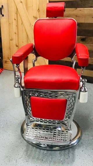 EMIL PAIDAR BARBER CHAIR.  Reupolstered/ Rechromed Manufactured In Chicago Ill. 2