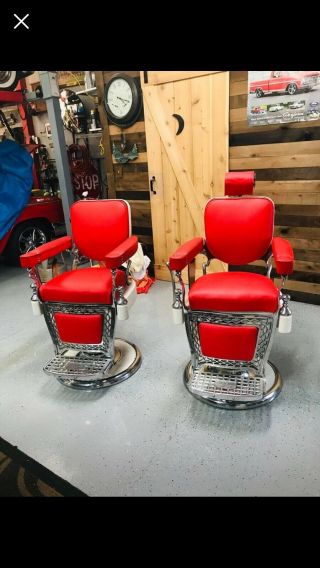EMIL PAIDAR BARBER CHAIR.  Reupolstered/ Rechromed Manufactured In Chicago Ill. 3