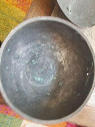 Rare Antique Hand Etched Arabic Copper Bowl With Lid 10