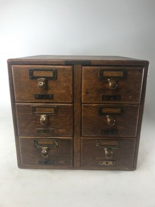 Antique Library Bureau Sole Makers 6 Drawer Card Cabinet
