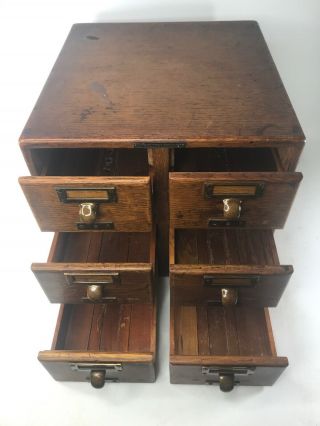 Antique Library Bureau Sole Makers 6 Drawer Card Cabinet 2
