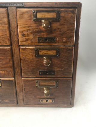 Antique Library Bureau Sole Makers 6 Drawer Card Cabinet 9