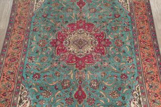 Traditional Floral Area Rug Wool Oriental Handmade Old Carpet 8 x 11 Green Rug 11