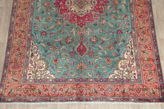 Traditional Floral Area Rug Wool Oriental Handmade Old Carpet 8 x 11 Green Rug 4
