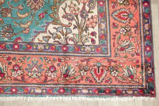 Traditional Floral Area Rug Wool Oriental Handmade Old Carpet 8 x 11 Green Rug 5