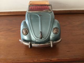 1950 ' s Japan TN Nomura VW Convertible B/O Tin Beetle Car W/ Forward/Reverse,  Wo 5