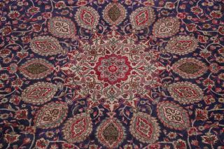 Antique Medallion NAVY BLUE RED Oriental Area Rug Floral Hand - Knotted Wool 10x13 8