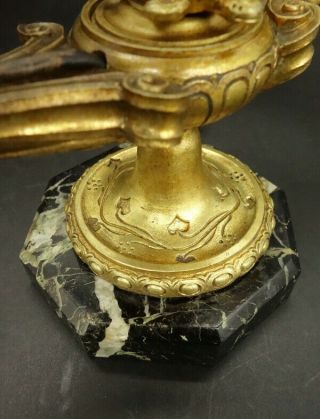 LAMP CANDLEHOLDER PERIOD NAPOLEON III - BRONZE & MARBLE - FRENCH ANTIQUE 10