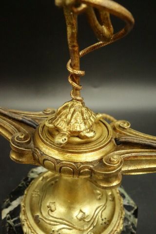 LAMP CANDLEHOLDER PERIOD NAPOLEON III - BRONZE & MARBLE - FRENCH ANTIQUE 5