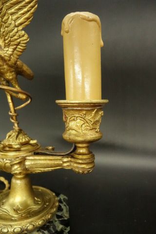 LAMP CANDLEHOLDER PERIOD NAPOLEON III - BRONZE & MARBLE - FRENCH ANTIQUE 8