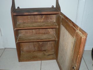Antique Vintage Primitive Wall Cabinet Shelve Bathroom Vanity Display Oak Wood 2
