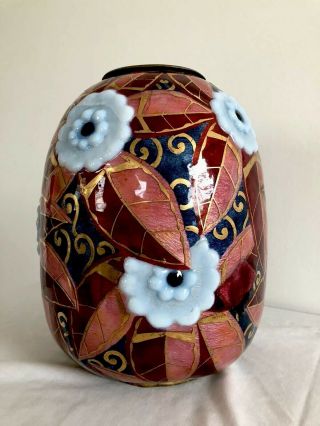 Jules Sarlandie French Enamel Limoges Vase Circa 1930 Similar To Camille Faure 2