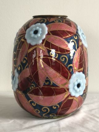 Jules Sarlandie French Enamel Limoges Vase Circa 1930 Similar To Camille Faure 5