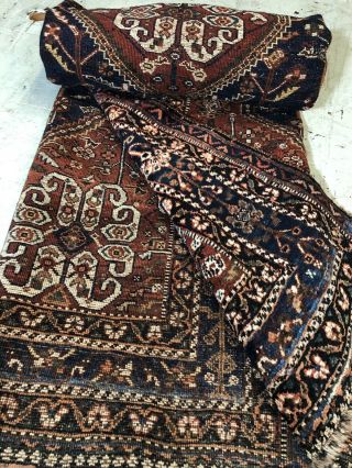 Auth: Antique Qashqai Tribal Nomadic Rug 4x6 Organic Blue Wool Beauty NR 9