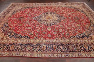 Antique Traditional Floral Red Oriental Area Rug Hand - Knotted Wool Carpet 10x13