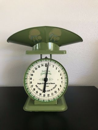 Vtg Green 1906 American Family 25lb Scale W/scoop And Decals