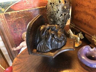 Antique Arts & Crafts 8 - lb Carved Oak WALL SHELF North Wind Green Man’s Face 5