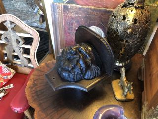 Antique Arts & Crafts 8 - lb Carved Oak WALL SHELF North Wind Green Man’s Face 9