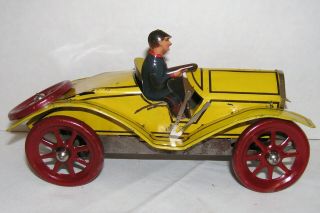 Rare Antique 1914 Ac Gilbert Stutz Racer With Driver Tin Toy Spring Windup Crank