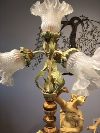 Antique Pair Art Nouveau Spelter Lamps,  L&F Moreau,  Signed 10