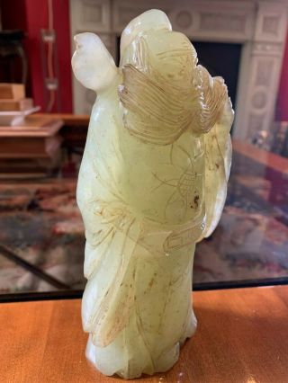 钟馗 JADE CARVED ZHONG KUI FIGURE - Qing Dynasty Period - Marks To Base VERY RARE 11