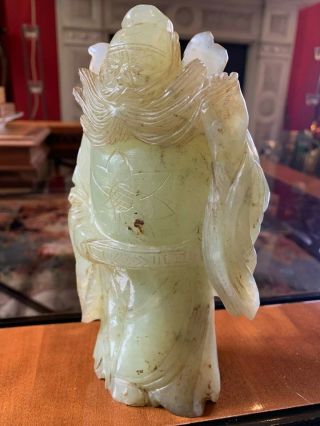 钟馗 JADE CARVED ZHONG KUI FIGURE - Qing Dynasty Period - Marks To Base VERY RARE 12