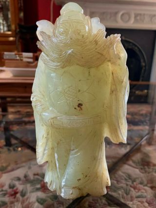 钟馗 JADE CARVED ZHONG KUI FIGURE - Qing Dynasty Period - Marks To Base VERY RARE 9