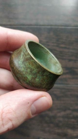 Antique Chinese Bronze Miniature Water Pot Bowl with Mark 2