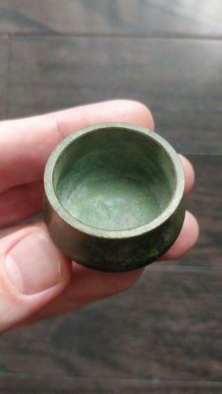 Antique Chinese Bronze Miniature Water Pot Bowl with Mark 3