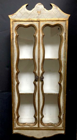 Florentine Gold Curio Cabinet Display Case Glass Front Shelf 31” Vtg Mid Century