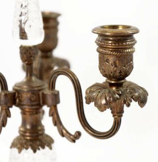 Early 20th c.  Pairpoint bronze candelabra with engraved glass elements [11751] 3