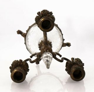 Early 20th c.  Pairpoint bronze candelabra with engraved glass elements [11751] 9