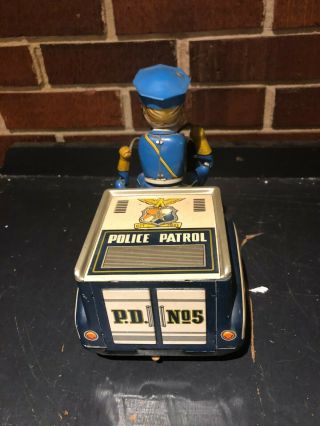 Vintage 1950 ' s Nomura POLICE PATROL Motorcycle No.  5 Japan Tin Toy 2