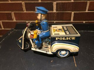 Vintage 1950 ' s Nomura POLICE PATROL Motorcycle No.  5 Japan Tin Toy 3