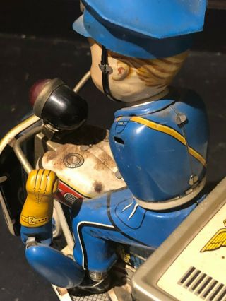 Vintage 1950 ' s Nomura POLICE PATROL Motorcycle No.  5 Japan Tin Toy 5