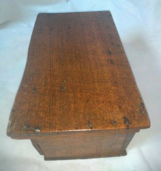 Fine Mid 17th Century Carved Oak Candle Box Casket c1650 7