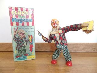 Vintage Battery Toy Clown The Magician Funny Actions Alps Cragstan Circus Japan