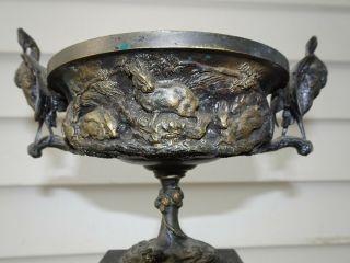 Vintage Bronze Sculptured Dish With Lid Mantlepiece,  Jules Moigniez,  Owl & Stork